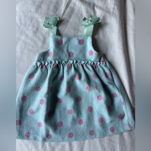Zara mint green Pink Polka dot dress size 9-12 months